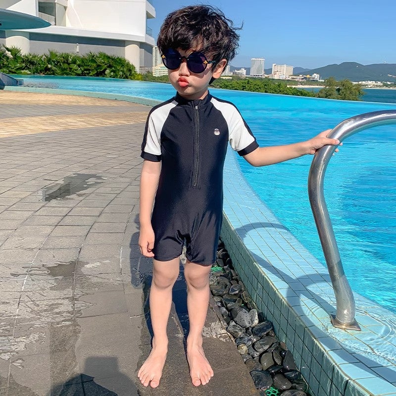 Boys' Beach Vacation Swimwear Kidsren'S Swimsuit Baby Boy Short-Sleeved One-Piece Swimsuit - Image 3